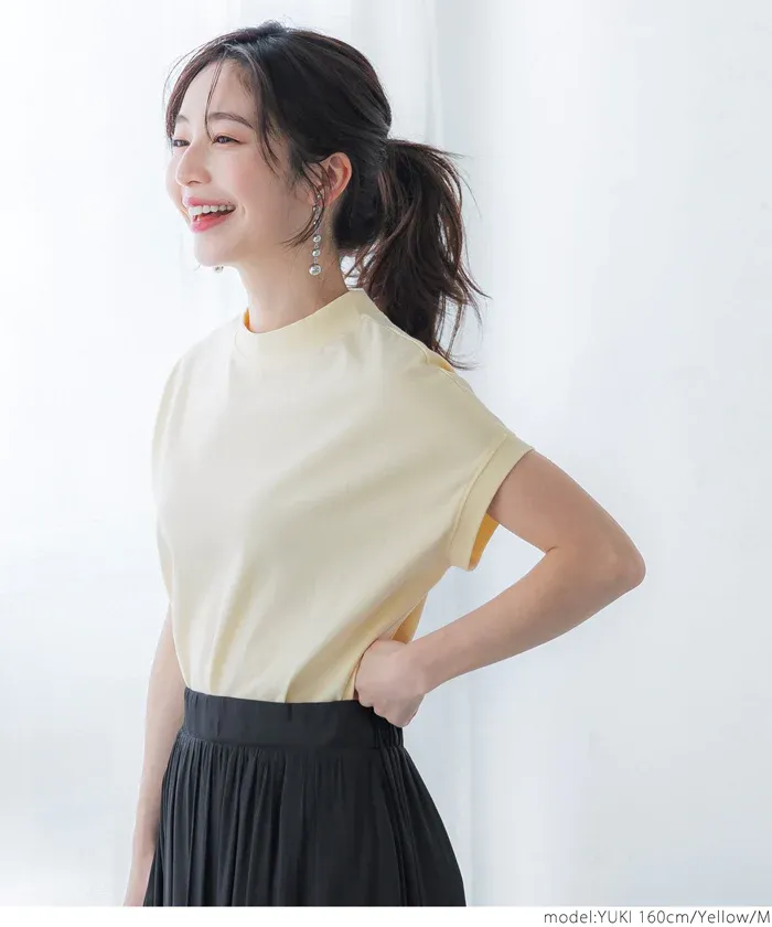 日本 COCA - 100%美國棉 厚磅短袖上衣-立領-黑