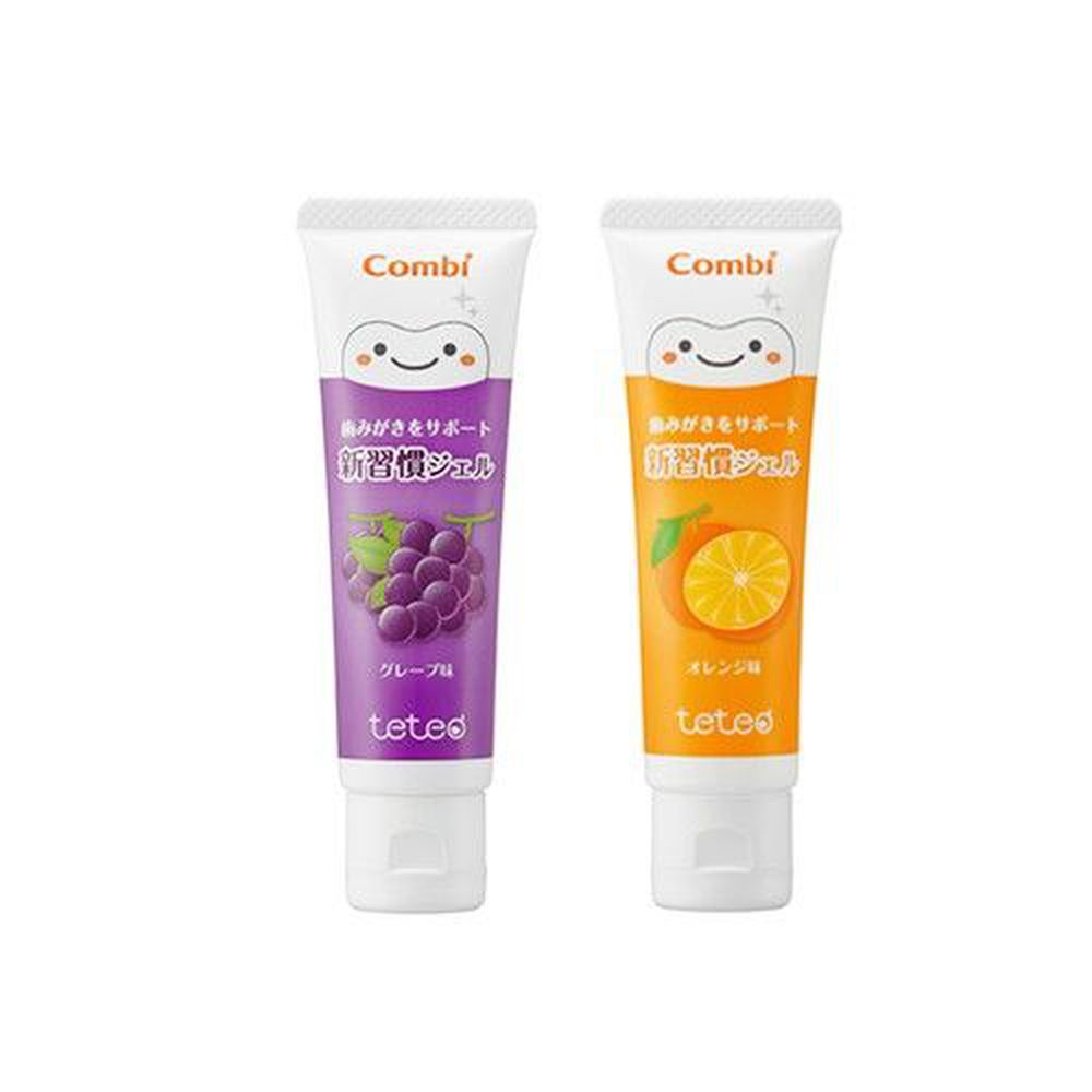 日本 Combi - teteo 幼童含氟牙膏-含氟量500ppm-葡萄牙膏x1+橘子牙膏x1
