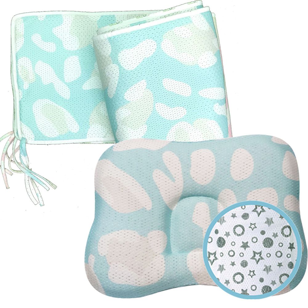 COMFi - 透氣嬰兒定型枕+透氣床圍-( 0~18個月)-星灰+星灰
