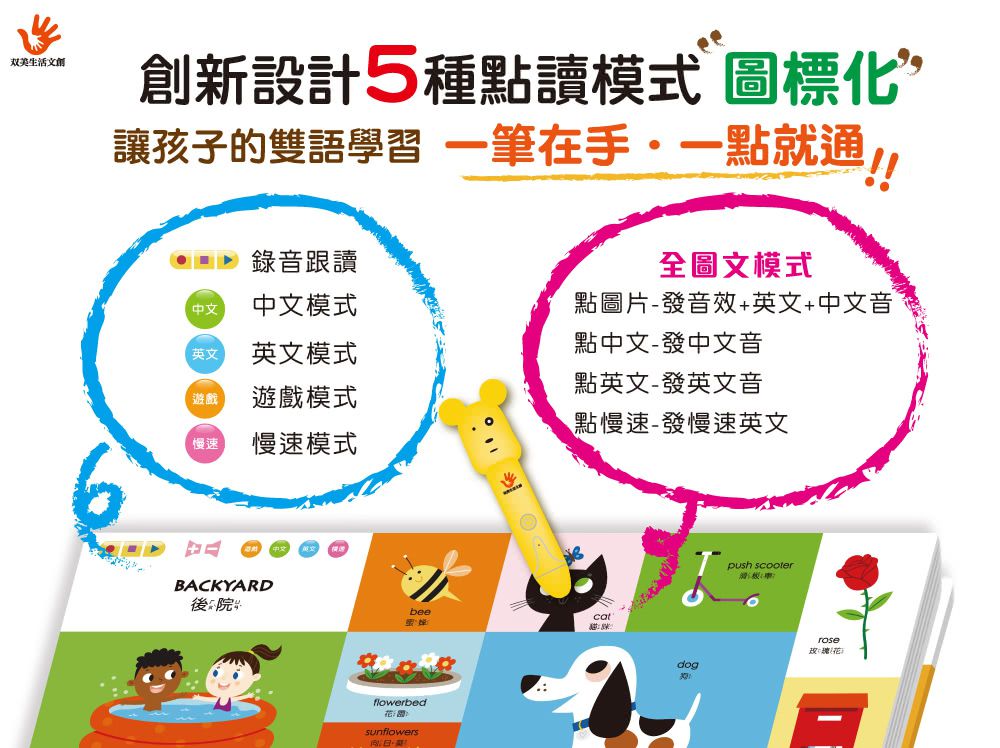 双美生活文創 - ABC點讀學習寶盒-波波狗點讀筆*1隻＋ABC認知圖典*1本＋圖鑑點讀書*1本＋ABC點讀掛圖*1張＋注音點讀卡*1張