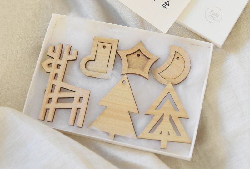 日本 kukka ja puu - 日本製 天然木輕量掛飾9件組-聖誕夜