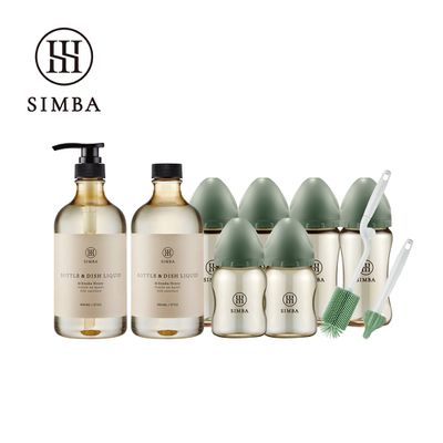Simba 小獅王辛巴 - 強酵去汙！蘊蜜鉑金PPSU寬口奶瓶清潔明星組-新生適用-治綠