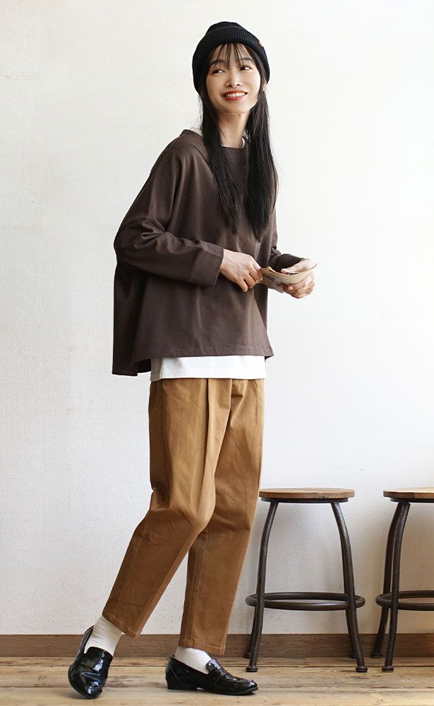 日本 zootie - 抗油污 寬鬆船型領長袖上衣-紅