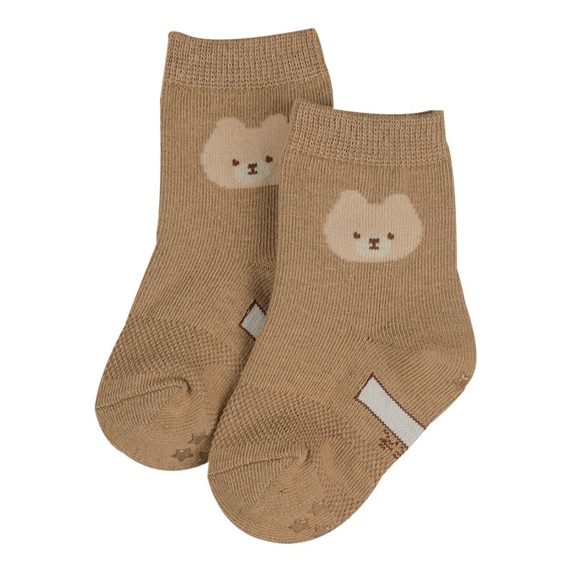 akachan honpo - 襪子3雙組-小熊-淺卡其色 (9~14cm)