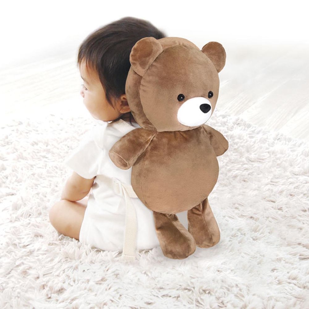 akachan honpo - 嬰兒防護枕背包-泰迪熊-咖啡色
