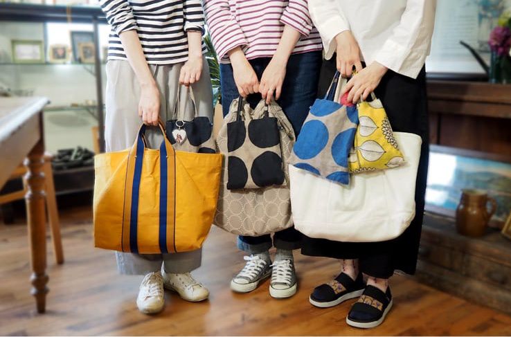 日本 Maison Blanche - 日本製 棉麻手提小包-芍藥-粉 (23x24cm)-提把黑