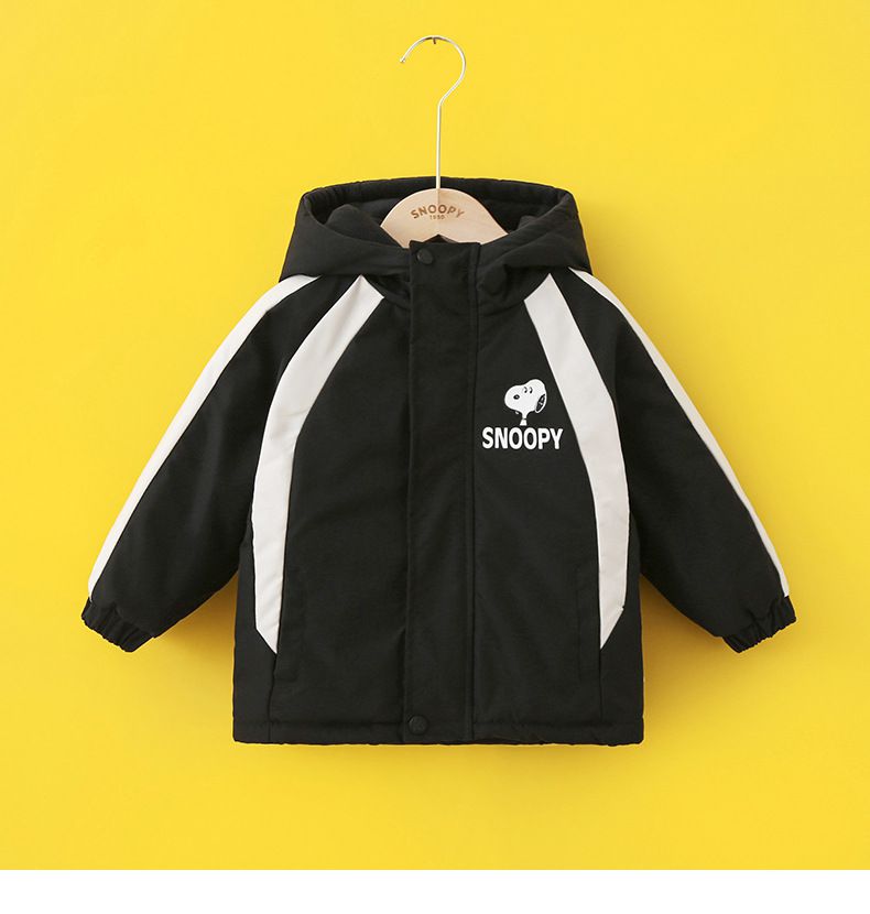 卡通人物史努比連帽防風外套/衝鋒外套-胸口SNOOPY-杏色