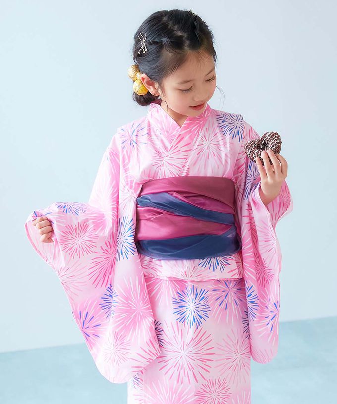 日本 devirock - 2way穿搭浴衣洋裝華麗4件組-繽紛貝殼-水藍