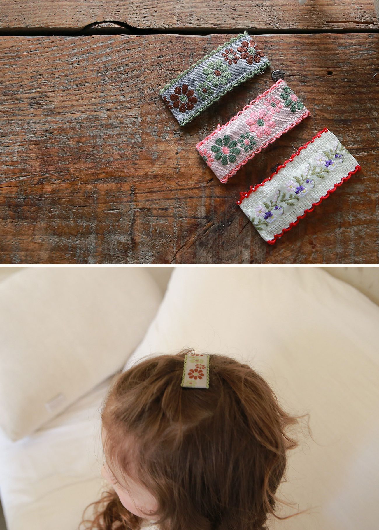 韓國 PuellaFLO - 滾邊刺繡花花髮飾/髮夾3入