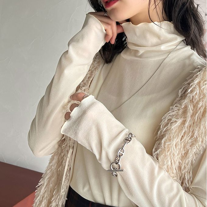 日本 Classical Elf - 微光澤木耳高領層次穿搭薄上衣-灰