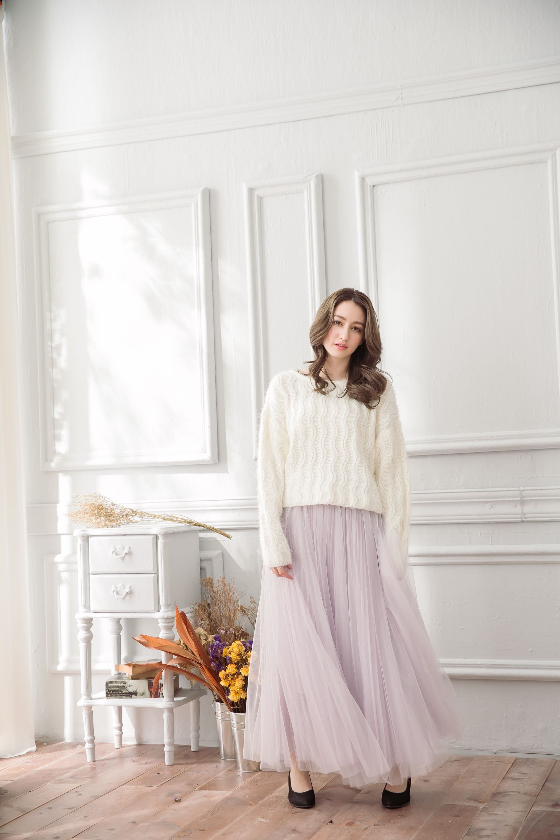 Peachy - 獨家訂製綿柔法式浪漫三層蓬紗裙-三層蓬版-淺芋灰 (F)