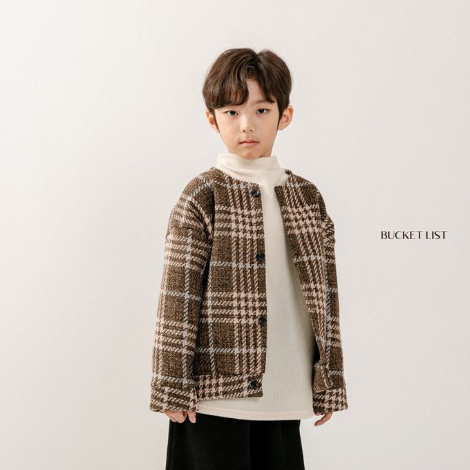 韓國 BUCKET LIST - (內磨毛)編織無領開襟外套-綠