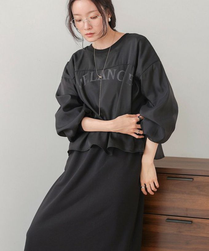 日本 Bab - [穿搭上手]薄紗層次運動風長袖洋裝-象牙