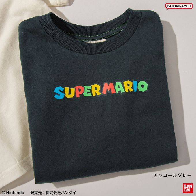 日本 BRANSHES - 瑪利歐限定聯名短袖上衣-SUPER MARIO-炭黑