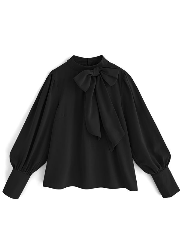 日本 GRL - 華麗側紐結澎澎袖上衣-櫻花粉