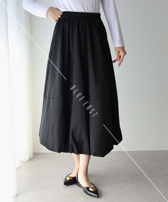 日本 BLUE EAST - 柔軟輕盈感立體澎澎氣球長裙-黑