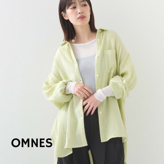 日本 OMNES - 100%印度棉 二重紗簡潔百搭襯衫-白