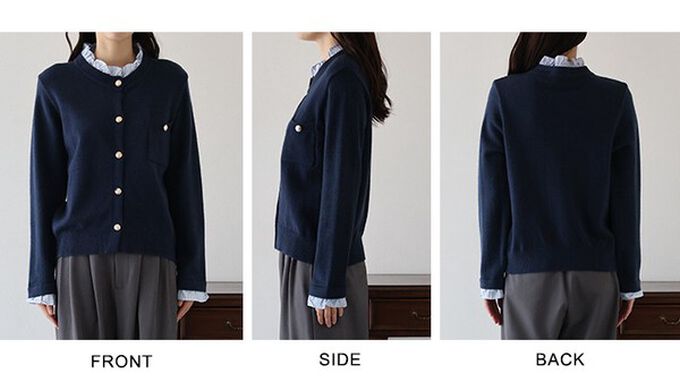 日本 BLUE EAST - 甜心假二件荷葉領金扣開襟衫-深咖啡 (M)