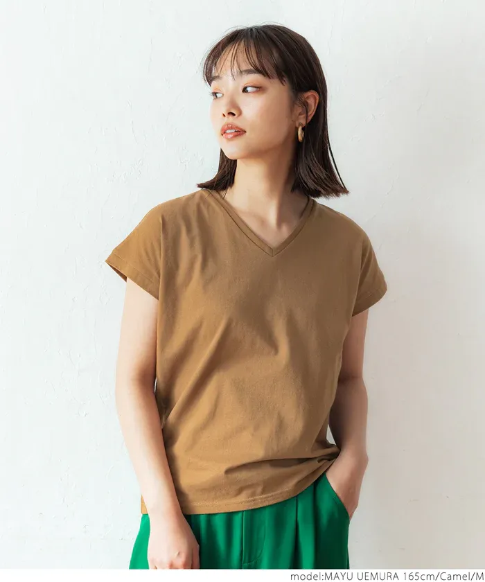 日本 COCA - 100%美國棉厚磅短袖上衣-V領-白