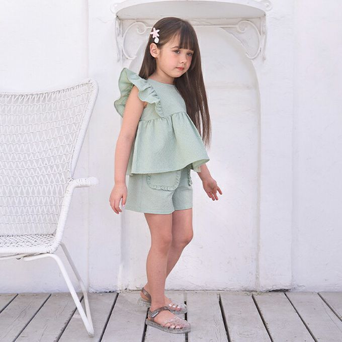 日本 Lycee mine - 可愛飄逸荷葉邊無袖上衣-檸檬黃