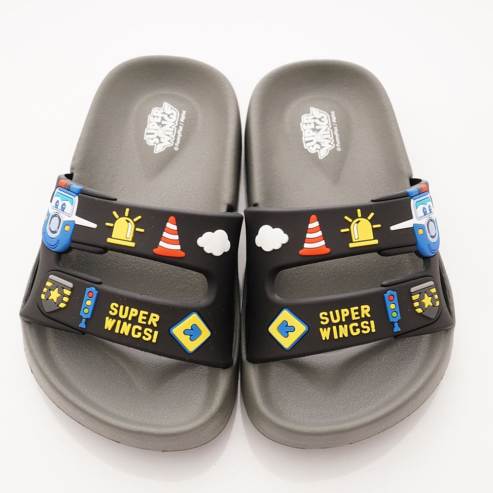 Super Wings - 卡通童鞋-超輕量拖鞋款(中小童段)-灰黑-日本尺寸cm