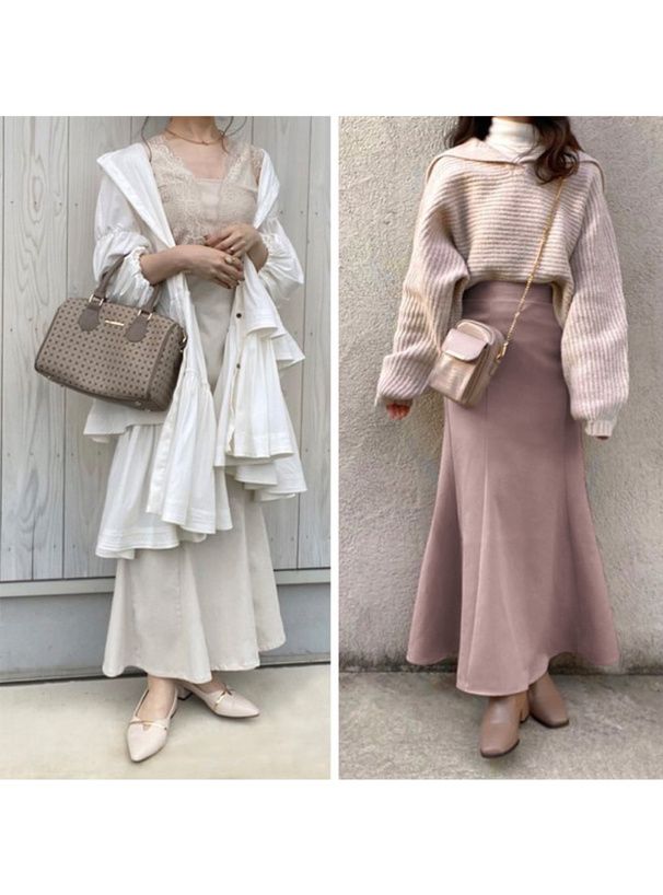 日本 GRL - 優雅修身魚尾長裙-象牙杏