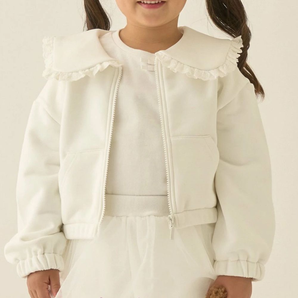 可愛水手領荷葉邊外套-白