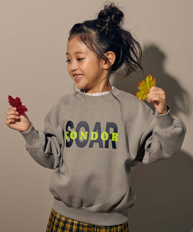 日本 devirock - 裏起毛個性印花大學T-漢堡套餐-磚橘