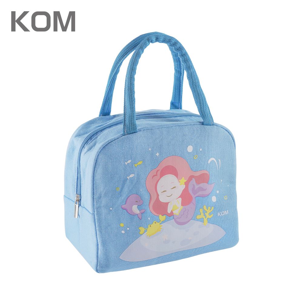 KOM - 夢想系列｜兒童便當保溫餐袋-美人魚-藍色-長22.5cm*寬12.5cm*高18.5cm