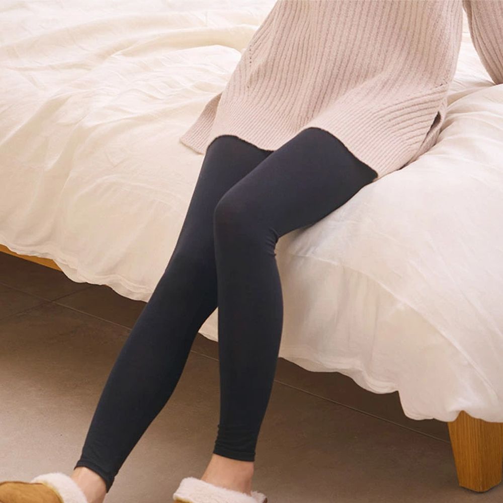 ＋5度C 發熱機能柔膚內搭長褲-黑 (9分丈L/LL)