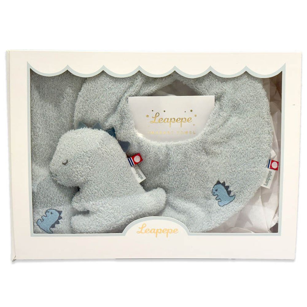 今治毛巾 圍兜&手搖鈴&手帕組-恐龍-日本製