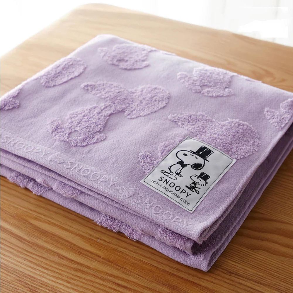 日本千趣會 - 史努比 日本製今治純棉浴巾-立體剪影-紫 (60x120cm)