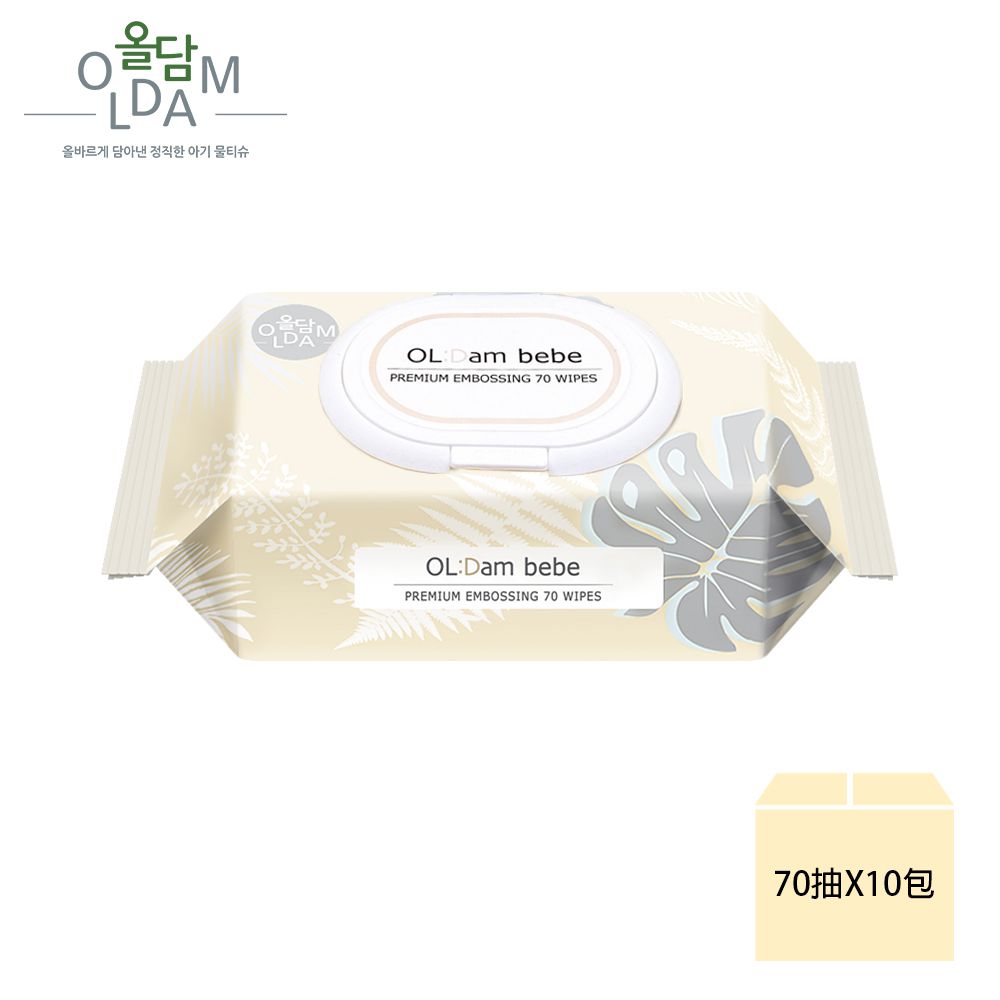 韓國 OLDAM - 韓國媽媽安心推薦 寶寶濕紙巾 極緻 無味 有蓋 大包 70抽X10包 (箱購)