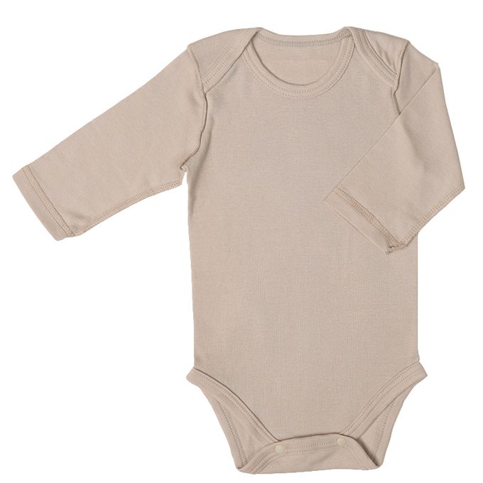 akachan honpo - 長袖有機包屁衣2件組-套頭式-咖啡色