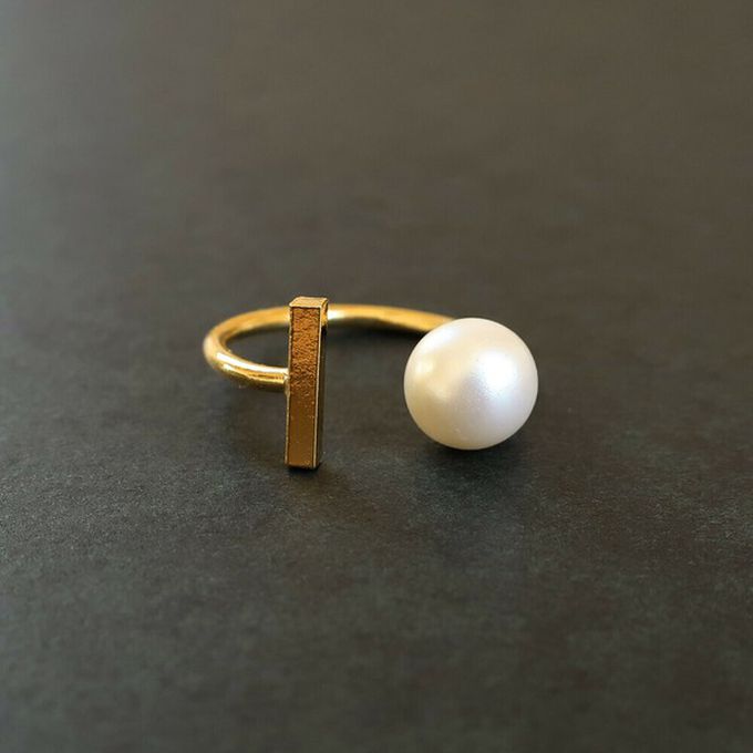 日本 Melody Accessory - [樂天No.1]高雅質感珍珠擁抱戒指-長條