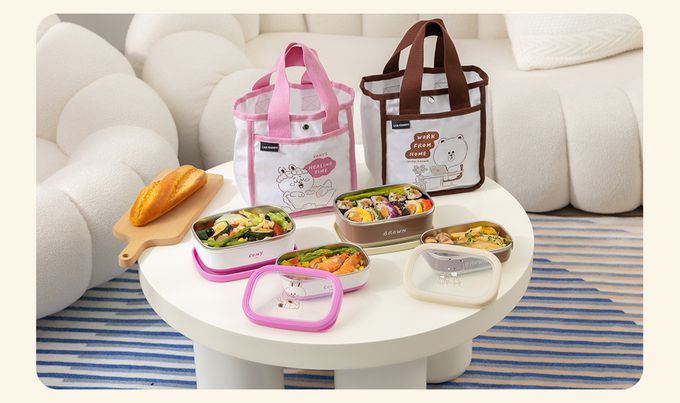 Hiromimi - LINE FRIENDS 宅家手提不鏽鋼保鮮盒3件組-兔兔