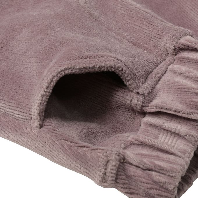 akachan honpo - 10分燈心絨褲-膝蓋圖案-灰色