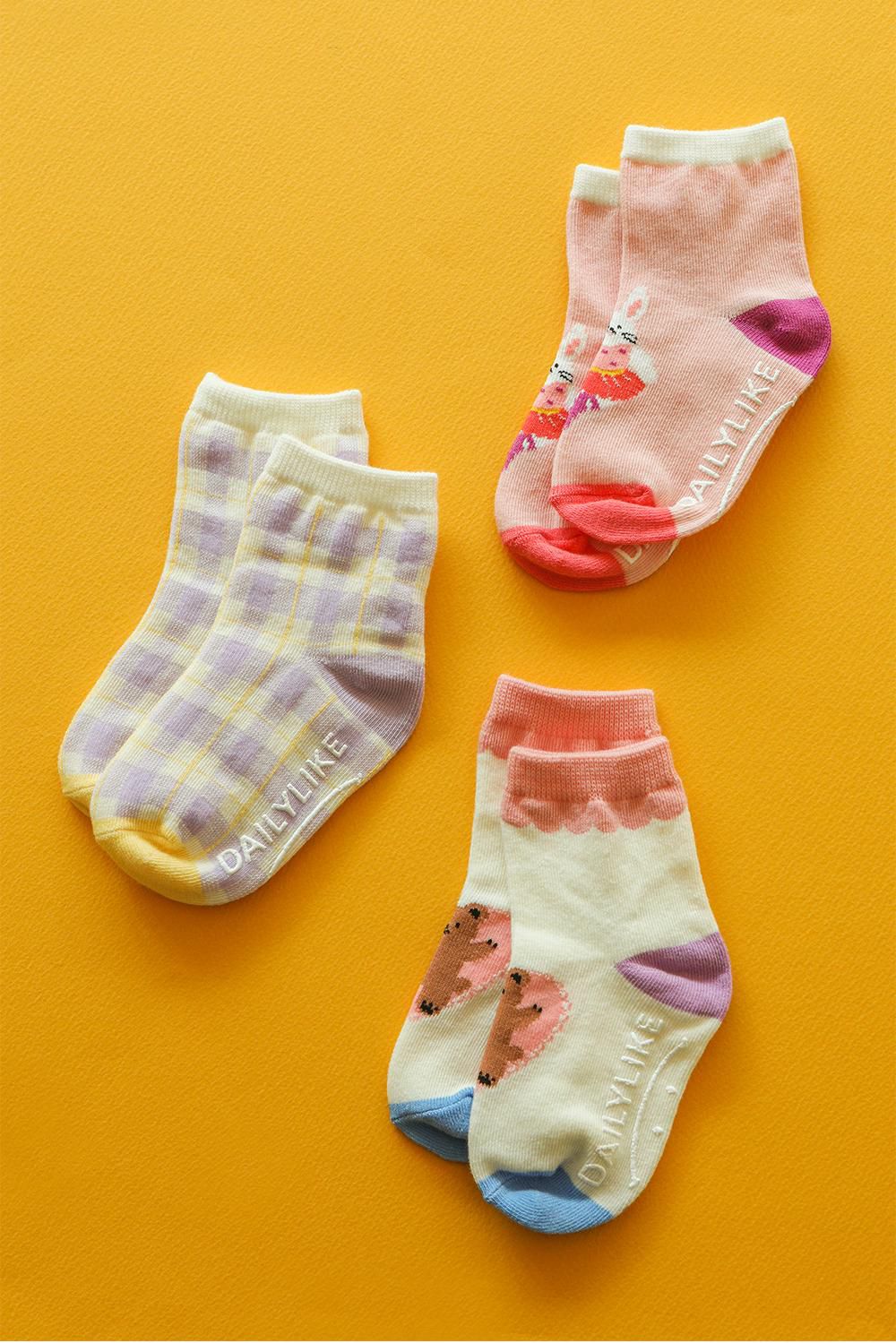 韓國 Daily Like - 兒童襪子/中筒襪6入組-6