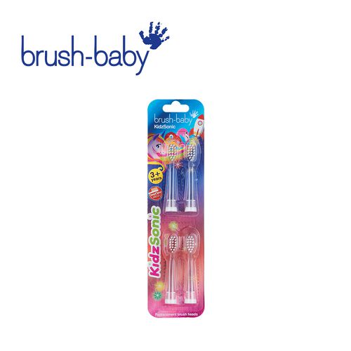 英國 brush-baby - KidzSonic 兒童聲波電動牙刷替換刷頭-(3Y+) 4入