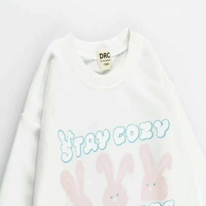 日本 BRANSHES - 可愛女孩印花縮口長袖上衣-滿版愛心-粉紅