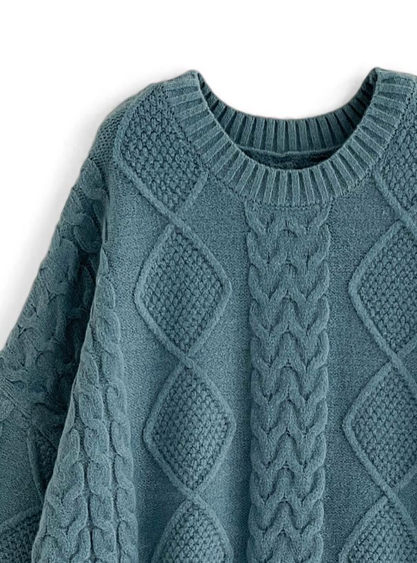 日本 GRL - 慵懶感編織紋長版毛衣-咖啡 (F)