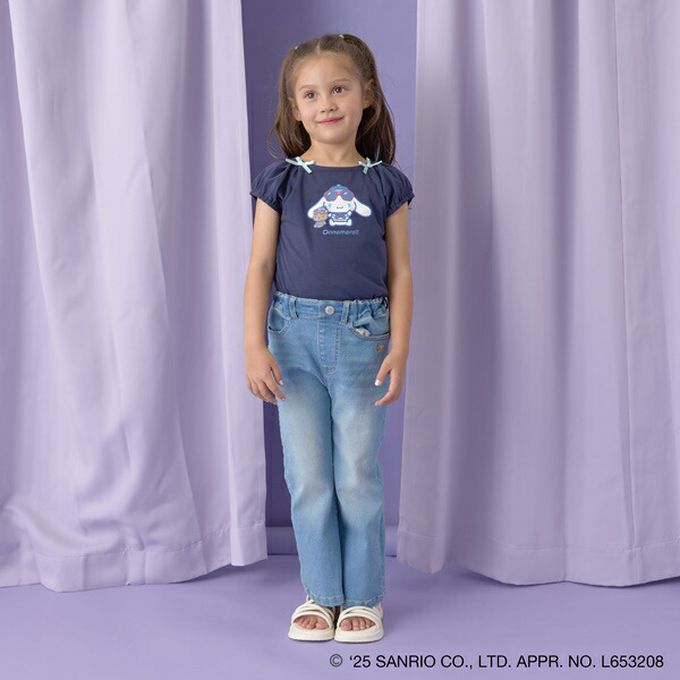 日本 Lycee mine - 100%棉 海洋風法式澎袖上衣-卡通人物大耳狗-奶油黃