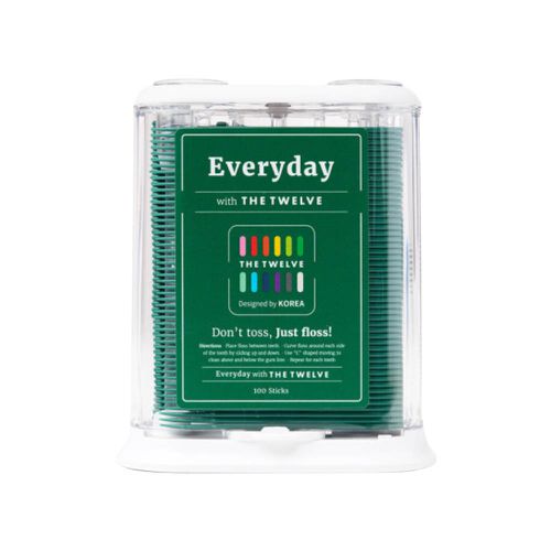Everyday衛生包裝按壓式牙線棒盒-綠-1盒(100入)