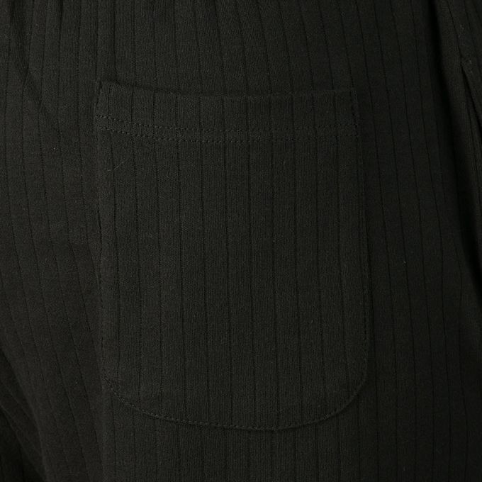 akachan honpo - 直筒羅紋褲-黑色