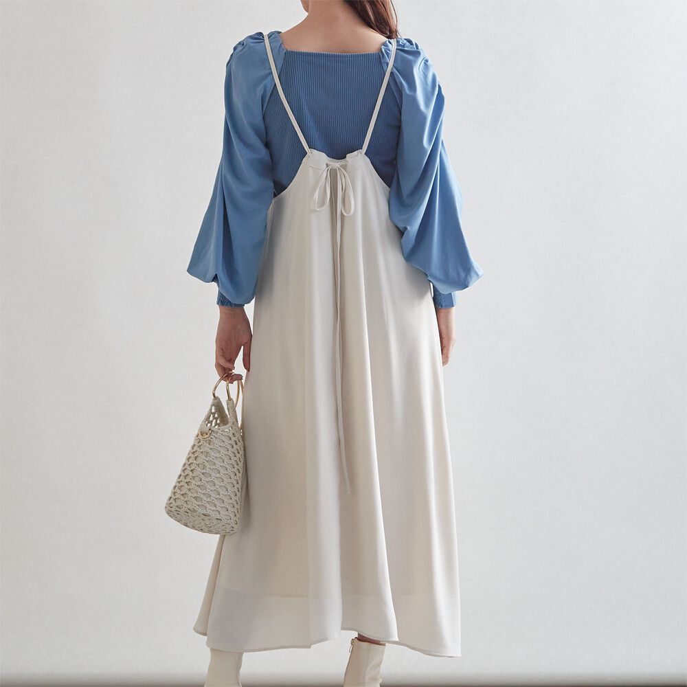 日本女裝代購 - 細肩帶半身吊帶裙(可調整長度)-黑