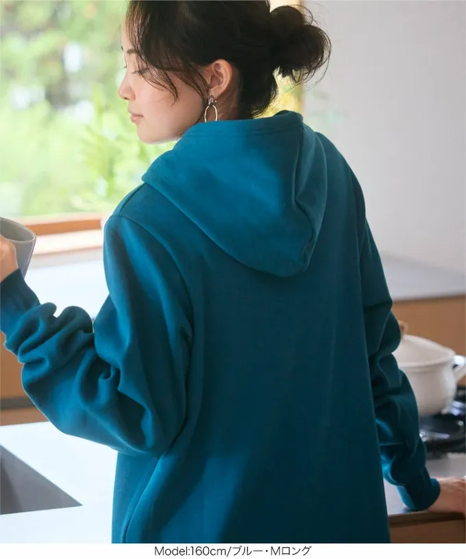 日本 Kobe Lettuce - 極上溫暖 裏起毛修身帽T長袖洋裝-黑