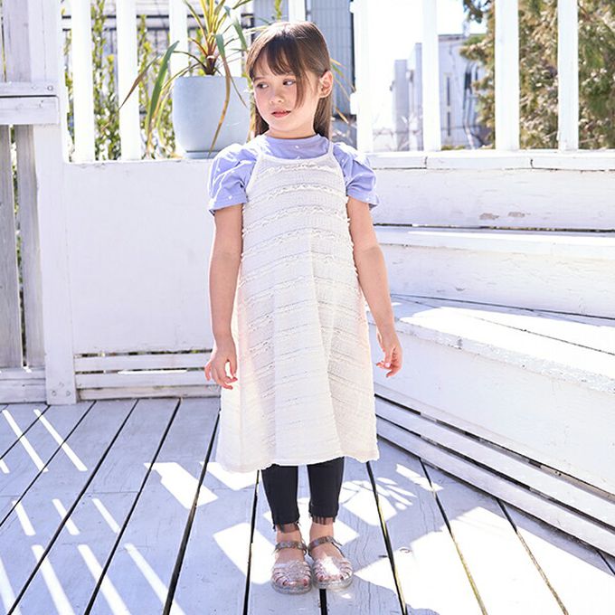 日本 Lycee mine - 度假感層次蕾絲吊帶洋裝-粉橘