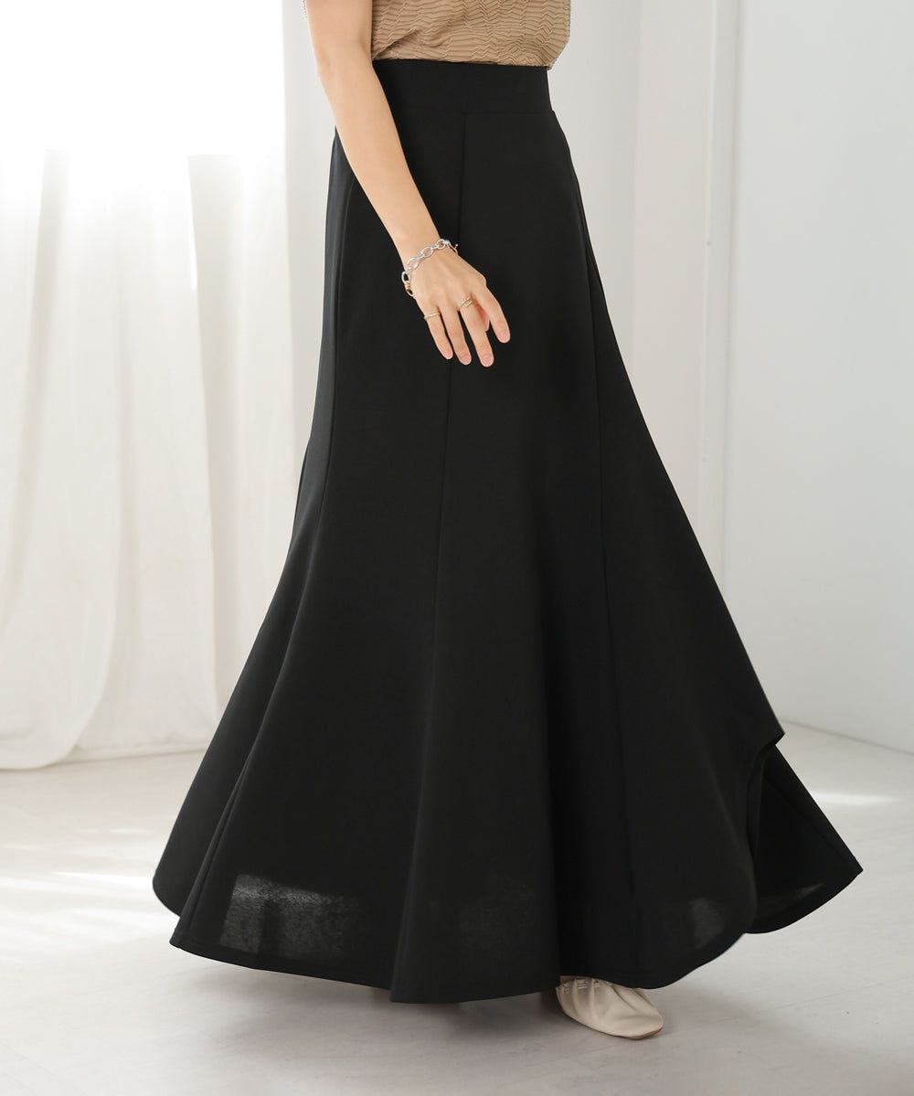 日本 Bab - 浪瓣花瓣層次修身長裙-黑