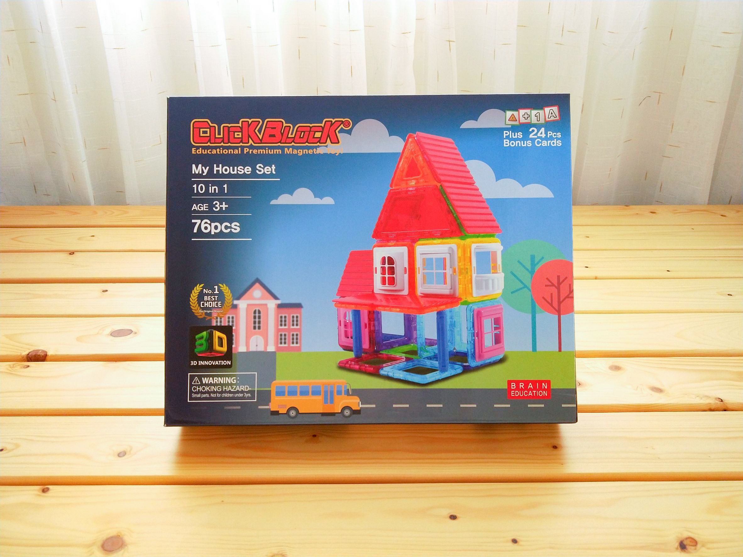 韓國 MagKinder x Click Block - [福利品]2D 磁性建構片-我的快樂小屋-76件組