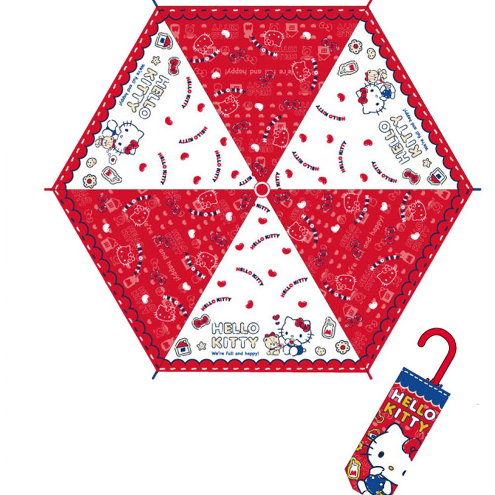 日本代購 - 卡通折疊雨傘-Hello Kitty愛心-紅 (53cm(125cm以上))